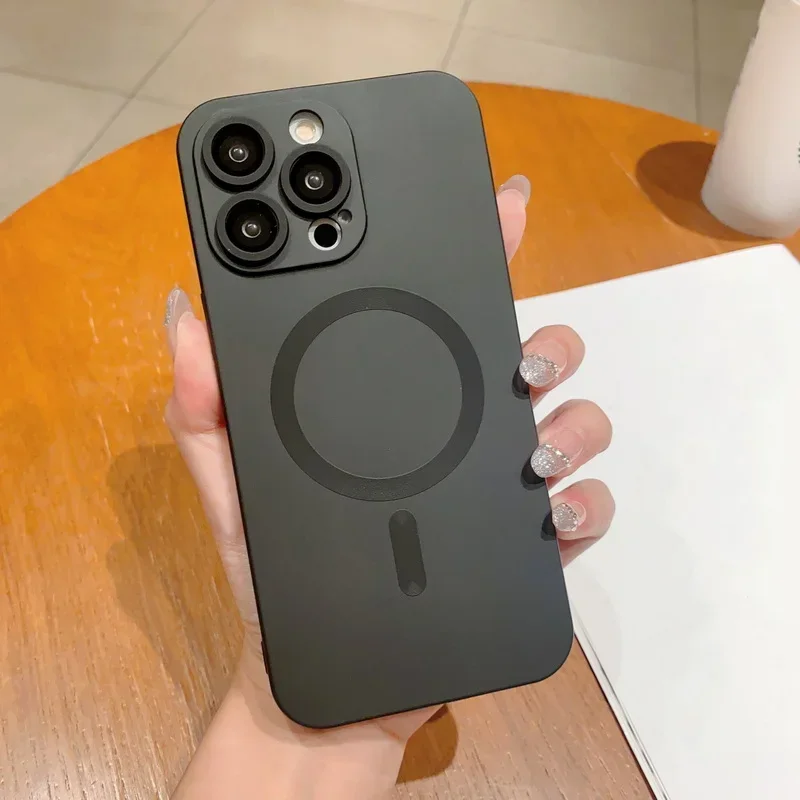 

Роскошный Магнитный чехол Magsafe для беспроводной зарядки для iPhone 14 13 12 Pro Max 14 13 Pro 11, мягкая задняя крышка из ТПУ ярких цветов