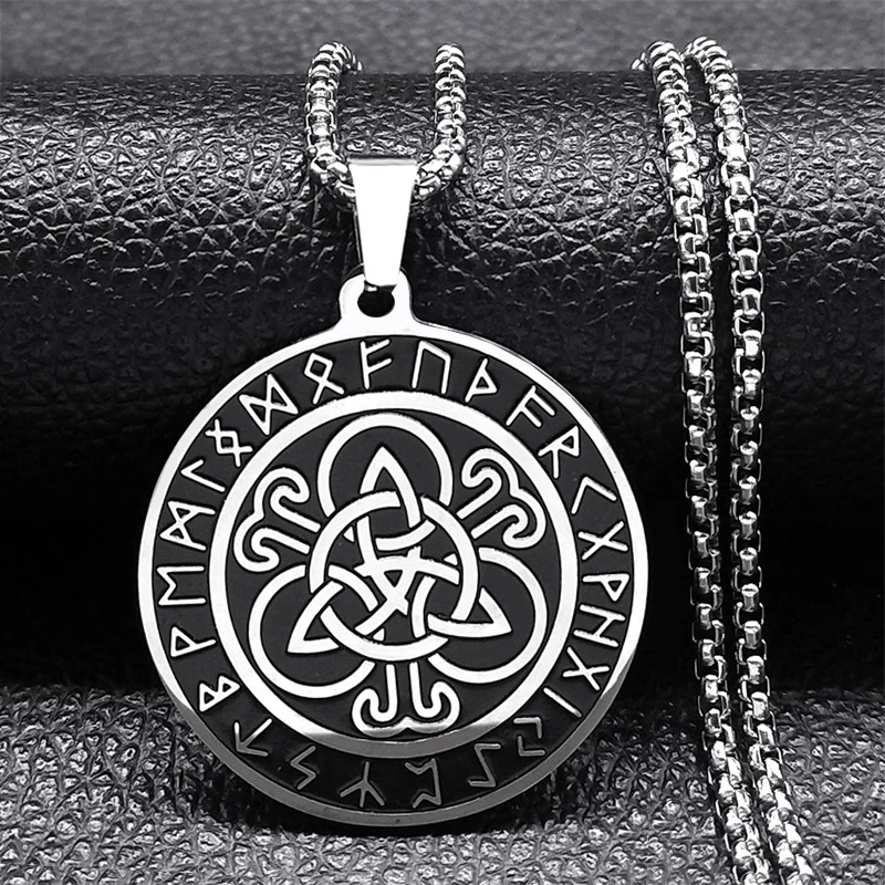 

Viking Nordic Odin Trinity Necklace Stainless Steel Witch Celtic Irish Knot Pendant Necklace Gift Jewelry nudo de bruja N3402S01