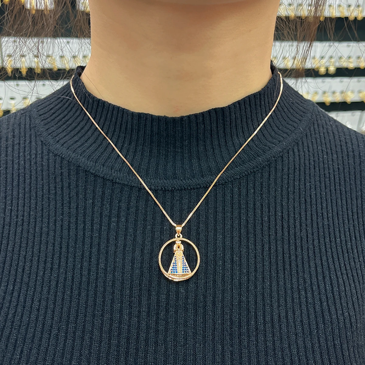 SUNSLL двухсторонние Lujan Дева Мария Позолоченные Подвески Ожерелья вирген де