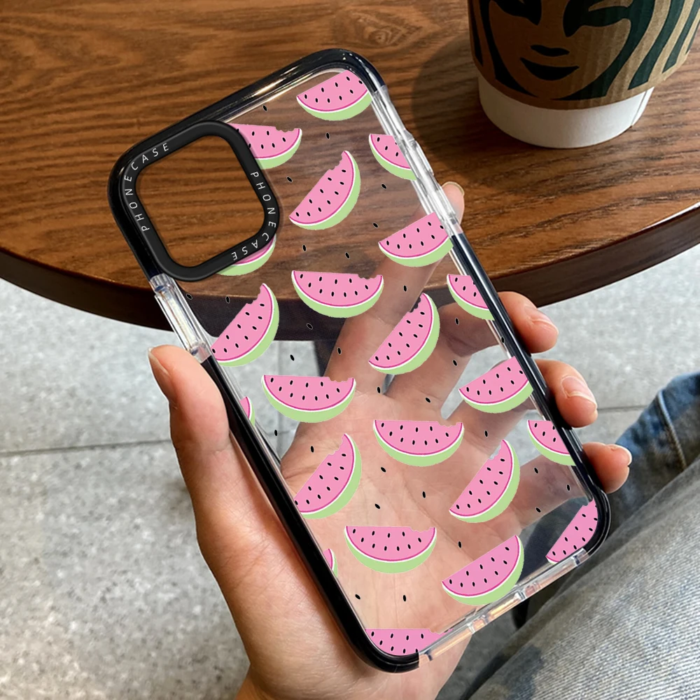 

Fruits Watermelon Phone Case for iPhone 14ProMax 13Pro 12ProMax Soft Silicone Transparent Cover for iPhone 14 14Plus 11 Pro Max