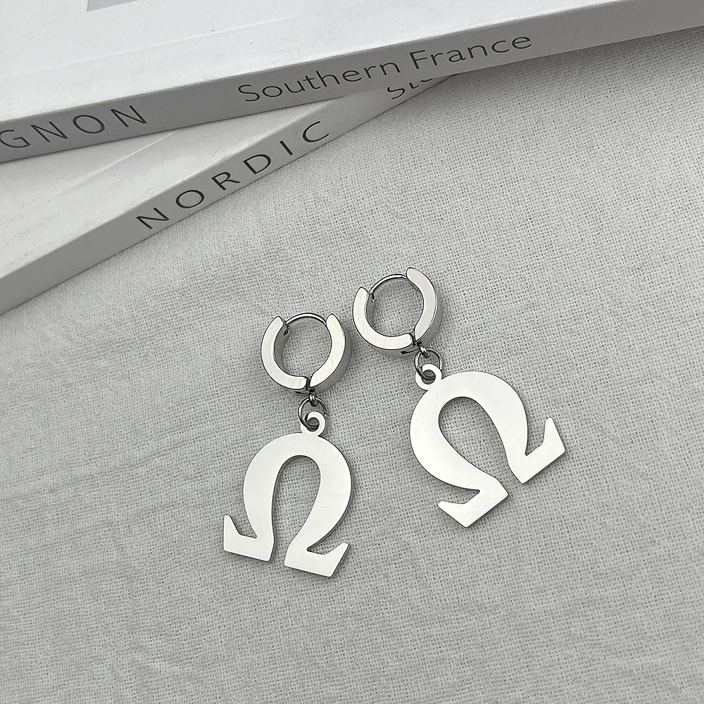

Ancient Greek Letter Earrings Stainless Steel Vintage Greek Alphabet Ear Studs Womens Charm Wedding Ear Rings Fashion Jewelry