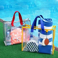 women new waterproof clear pvc tote bag handbag transparent large capacity shopping bags shoulder bag sundries storage beach