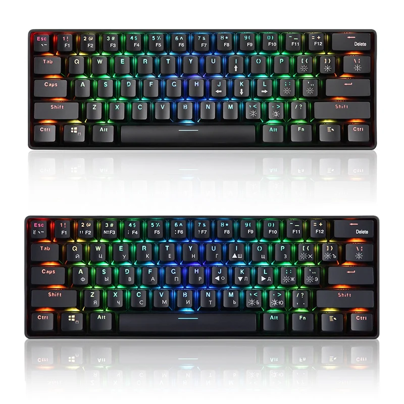 

Механическая клавиатура YK600, 61 клавиша, RGB подсветка, 2,4 ГГц + Проводная Двухрежимная компактная механическая клавиатура 60%