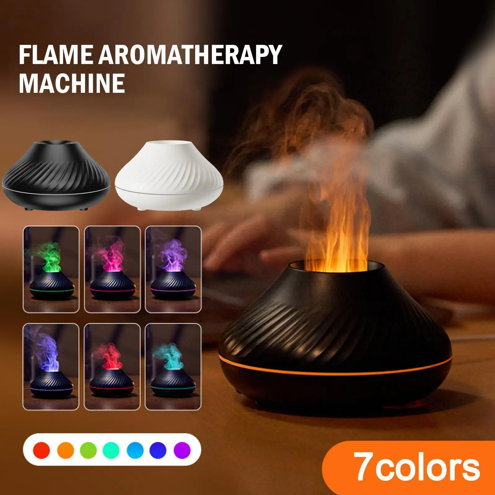 

7 Colors Adjustable Flame Aromatherary Machine Ultrasonic Air 130ML Humidifier Charge Atomization Home USB X4H8