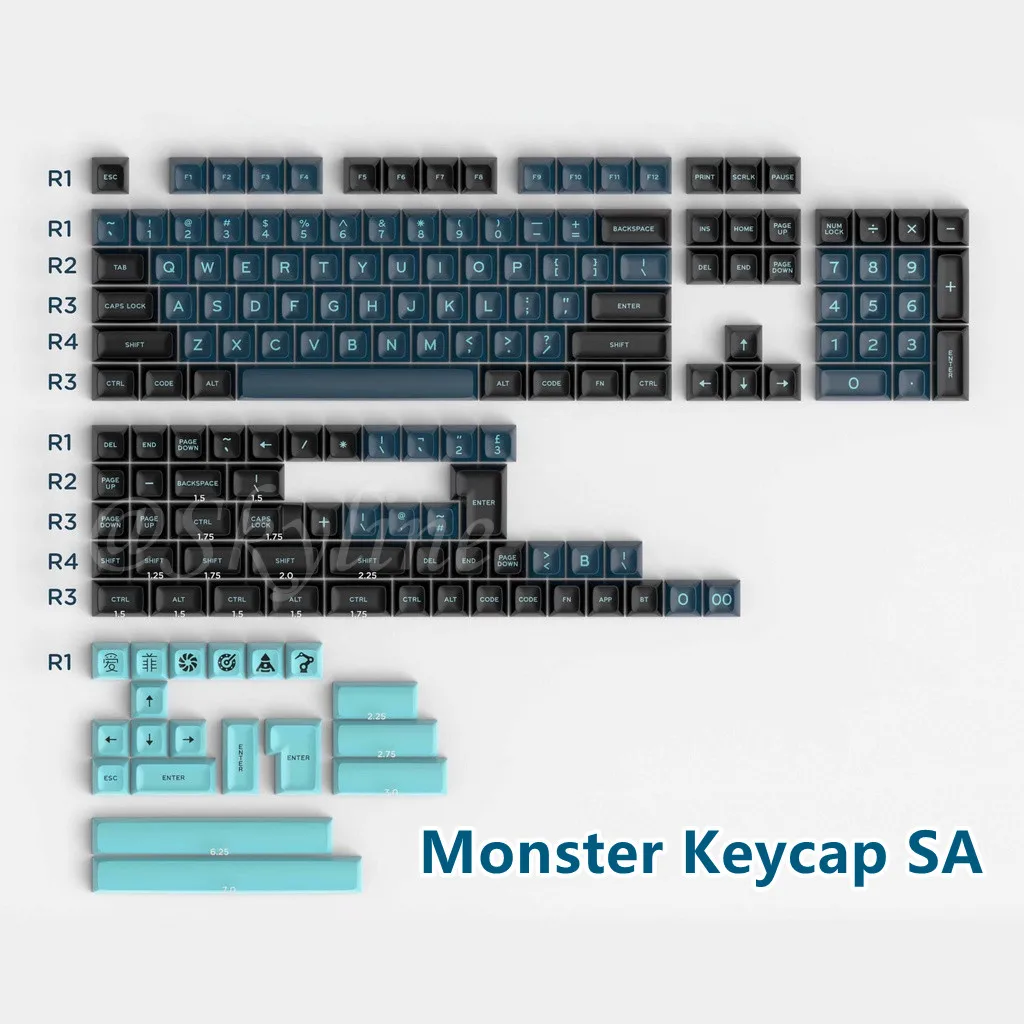 Monster Keycap SA Porfile 172-key Two-color Molding ABS For 61/64/68/71/75/87/98/104 2ith Mechanical Keyboard
