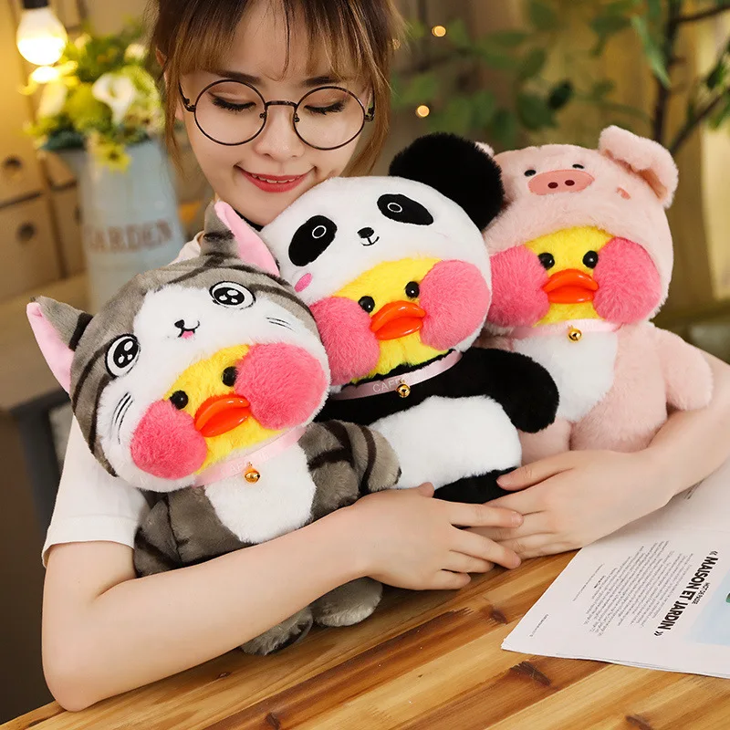 

Cute LaLafanfan Cafe Duck Turn to Unicorn Totoro Panda Plush Toys Stuffed Soft Animal Dolls for Kids Girls Birthday Gifts