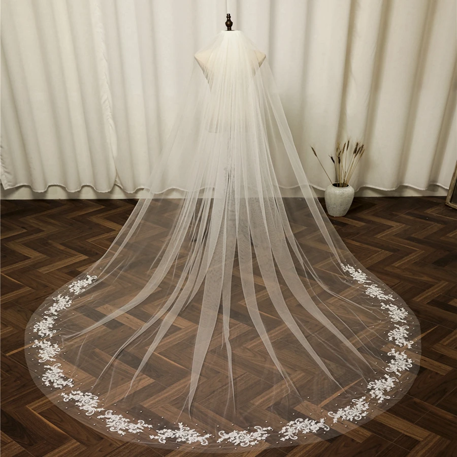 

Фата свадебная женская с жемчугом, Белый/цвет слоновой кости, фата для невесты, свадебный аксессуар