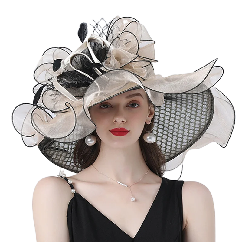 Lady Derby Dress Church Cloche Hat Bow Bucket Wedding Bowler Caps for Party Performance
