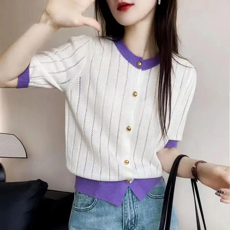 Женская одежда шикарный однотонный кардиган в стиле пэчворк летний Повседневный