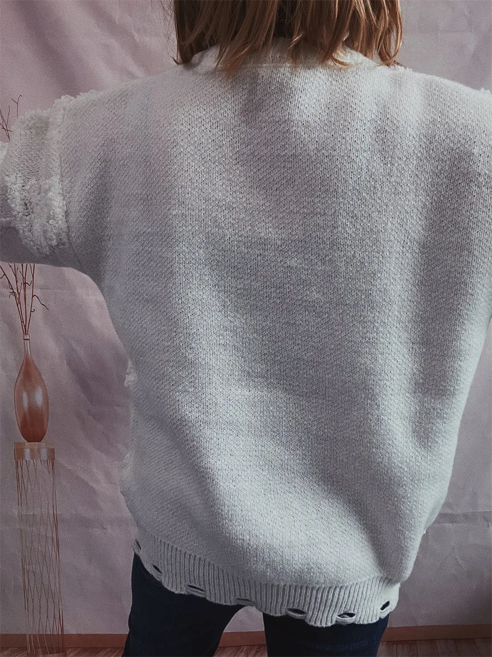 Женская одежда 2024 свитер в стиле пэчворк с жемчужинами трикотажные пуловеры