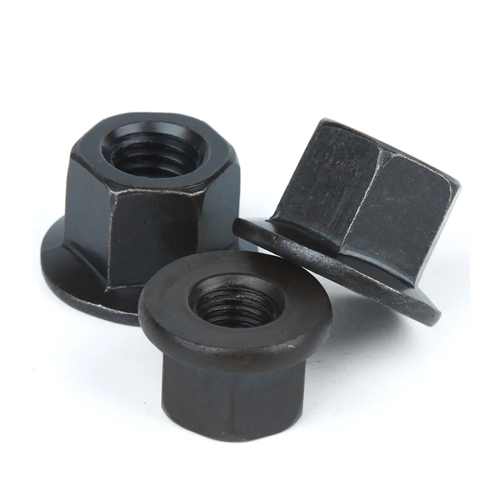 

Black Hexagonal Flange Nut M8 M10 M12 M14 M16 M18 M20 M22 M24 Carbon Steel Hex Flange Nut Thicker Height Lock Nuts