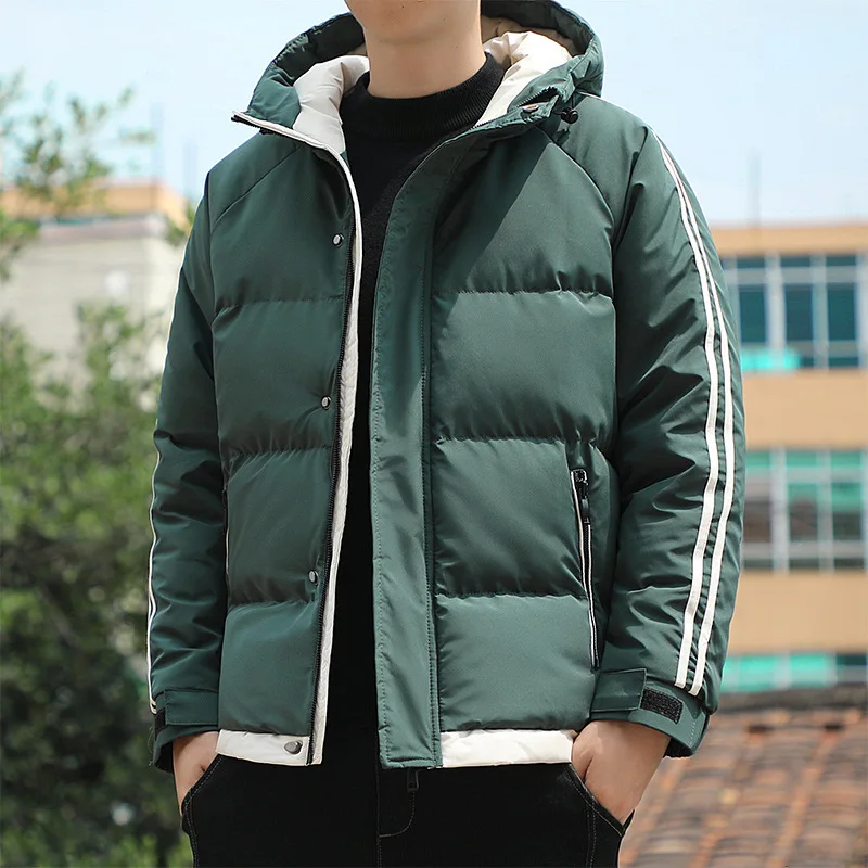 New fashion men's and women's same two bars thickened explosion couple trend loose hooded coat down cotton suit men  jacket