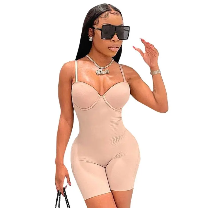 

Mid-Thigh Bodysuit Tummy Control Shapewear for Women Seamless Full Body Shaper Sexy Party Rompers Playsuit Solid Cami Clubwear