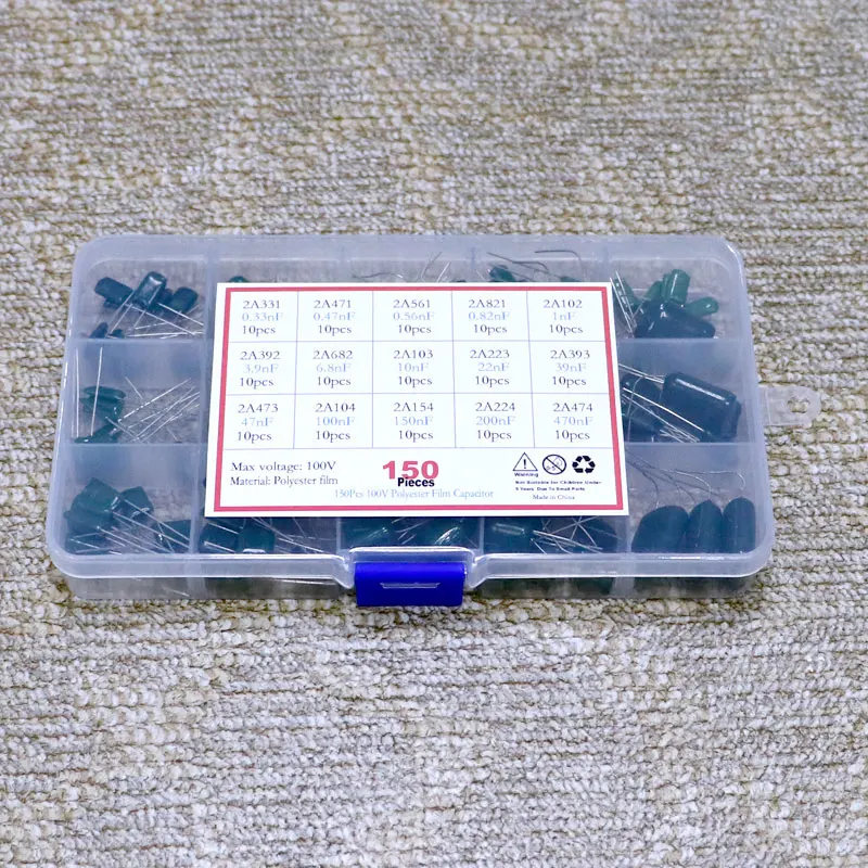 Набор конденсаторов из полиэстера 150 в 15 значений 2A331 2A471 2A561 2A102 2A392 2A103 2A223 2A473 2A104