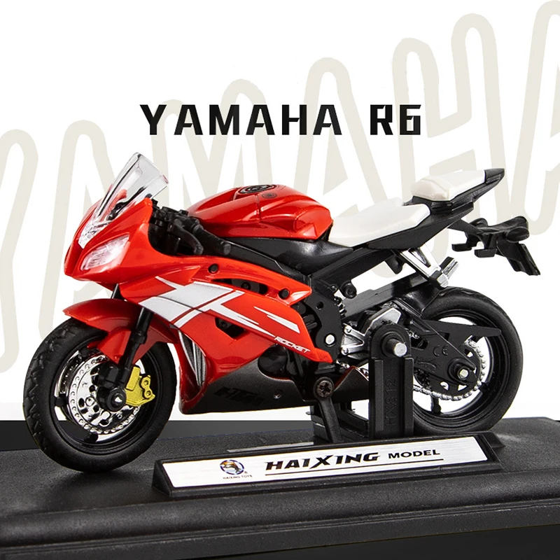 Модель мотоцикла Yamaha R6 масштаба 1:18 из сплава, фигурки, литые детали, игрушка для детей, реплика гоночной модели, коллекционный подарок для мальчиков.
