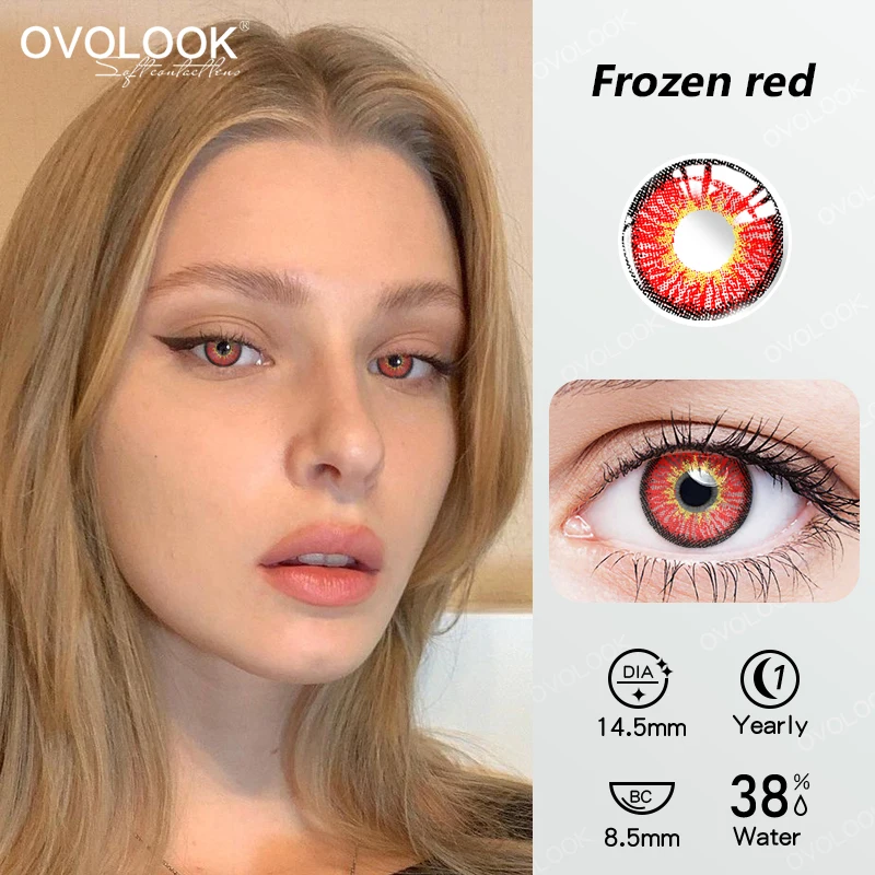 2pcs red contact lenses with graduated for eyes change color beautiful pupil pink cosmetics contacts prescription correct myopia free global shipping