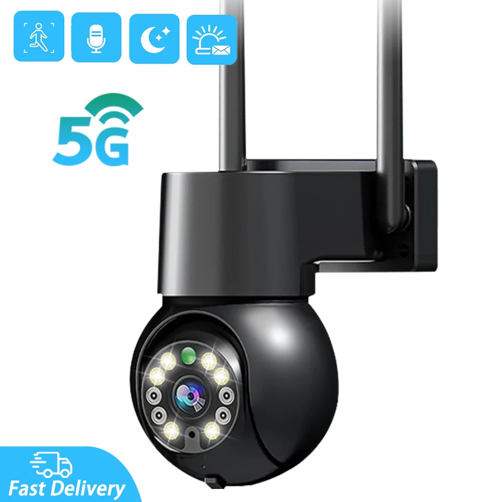 

1080P PTZ 5G Wifi IP-камера Наружное ночное видение Полноцветное обнаружение человека 4-кратный цифровой зум Видеонаблюдение 2-мегапиксельная беспр...