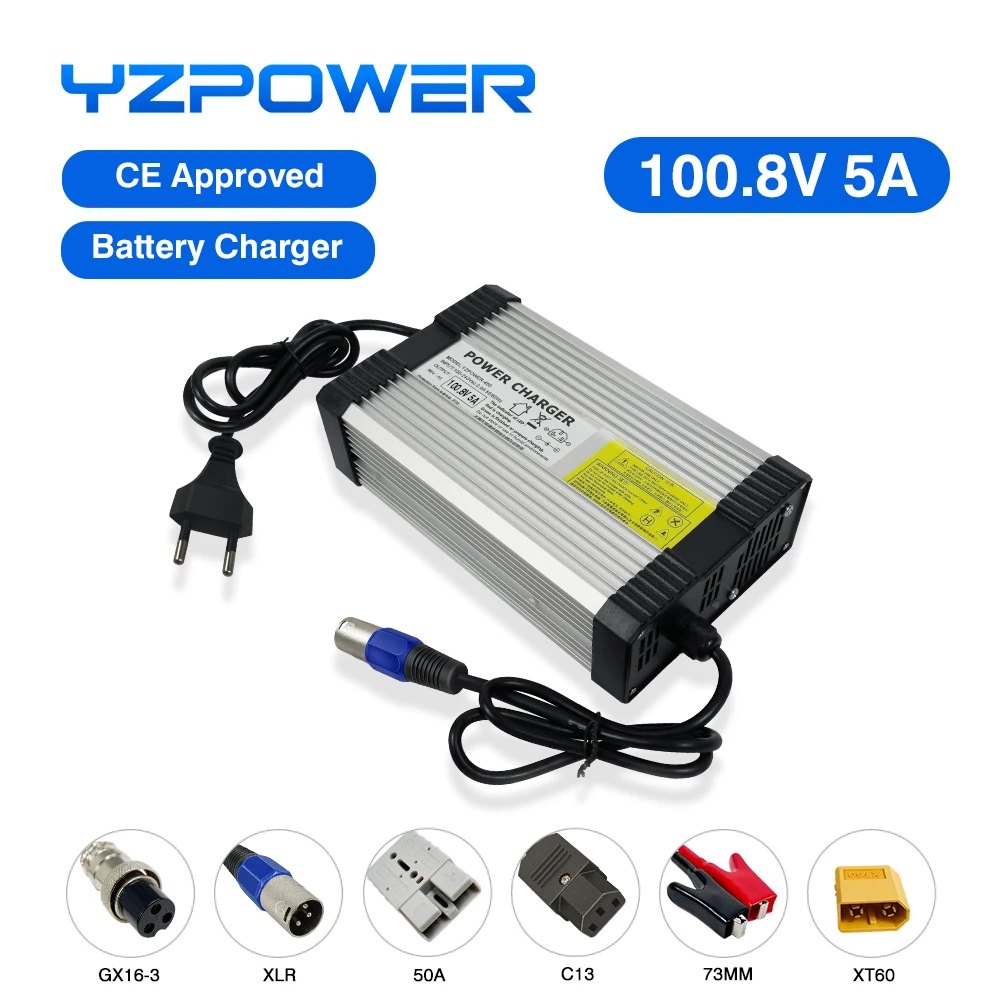 YZPOWER 100.8V 5A  Lithium Battery Charger for 88.8V Lithium Battery Electric Motorcycle Ebikes with Fan XLR plug
