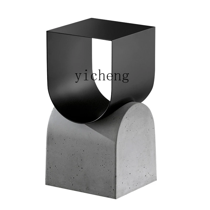 

YY Italian Minimalist Magazine Rack Storage Side Table Modern Simple Personality Cement a Block of Wood Or Stone