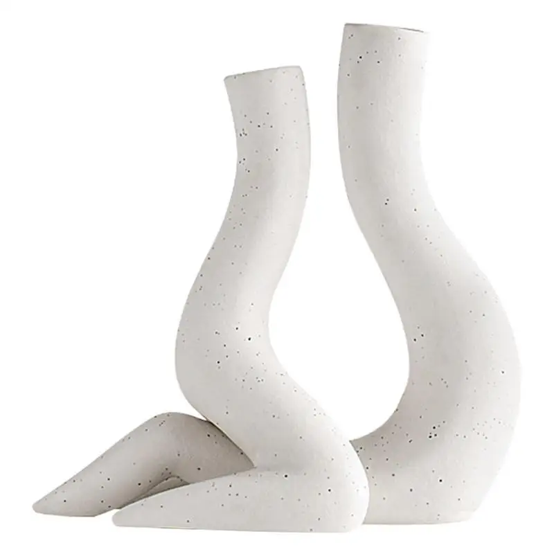 

Ceramic Bud Vase Couples Cuddling Matte Hollow Flower Vases Decorative Vase Centerpiece Modern Vase For Entryway Table