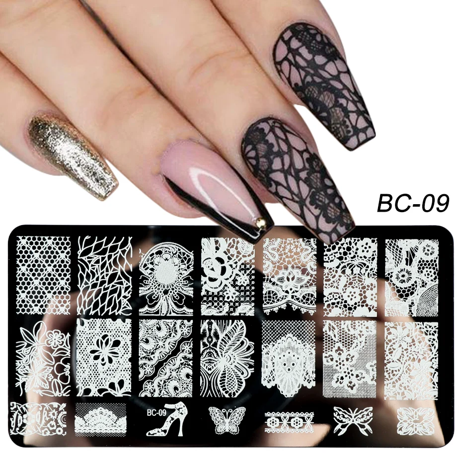 

Lace Flowers Nail Stamping Plates Mandala Geometric Nail Art Stamp Templates Polish Printing Stencils Manicure Tools