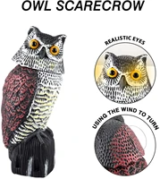 outdoor owl decoy bird repellent pest control with flashing eyes frightening sounds garden scarecrow protector decoration
