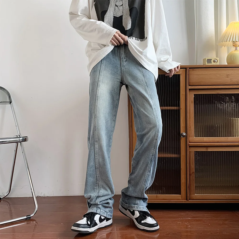 High Street Jeans Y2K Men Brown Color Wide Leg Baggy Denim Casual Hip Hop pantalon homme Straight American Style Trousers