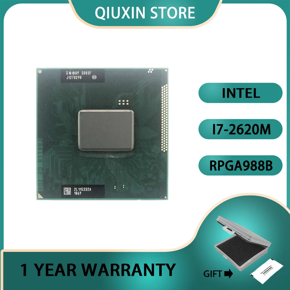 

Intel Core i7-2620M i7 2620M SR03F Processor CPU 2.7 GHz Dual-Core Quad-Thread 4M 35W Socket G2 / rPGA988B