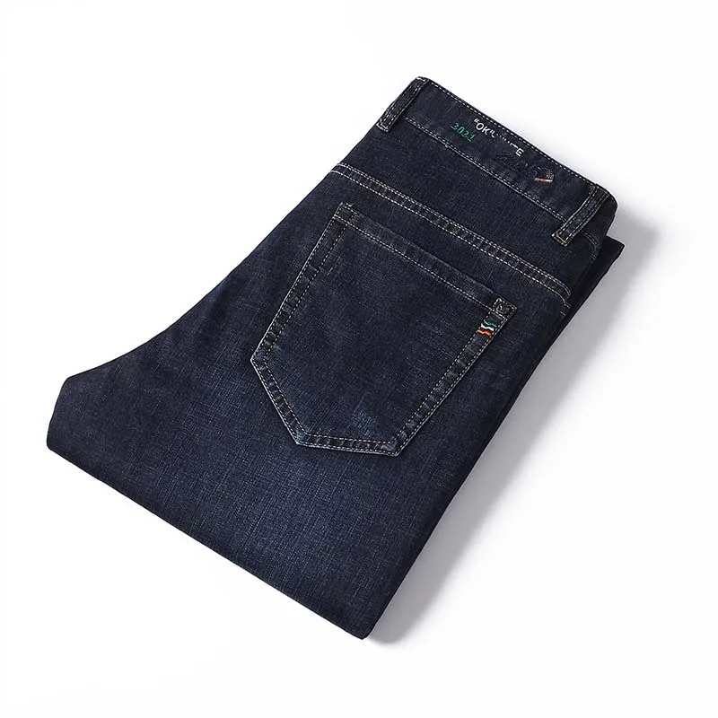 Джинсы мужские повседневные облегающие деловые брюки из денима прямые штаны для