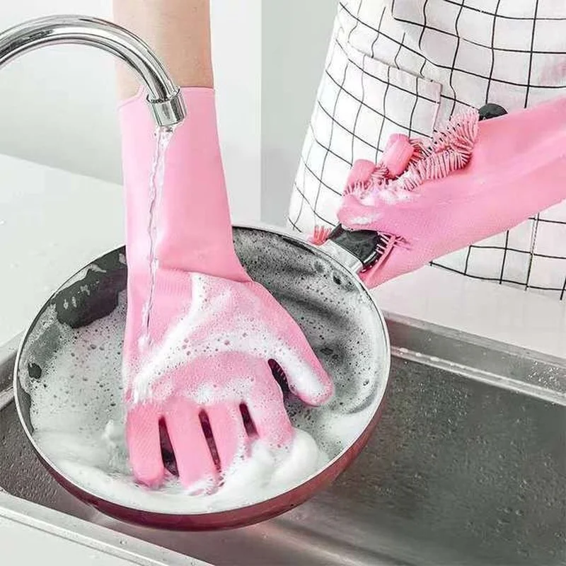 

Dishwashing Cleaning Gloves Magic Silicone Rubber Dish Washing Glove For Household Scrubber Kitchen Clean Tool Gloves