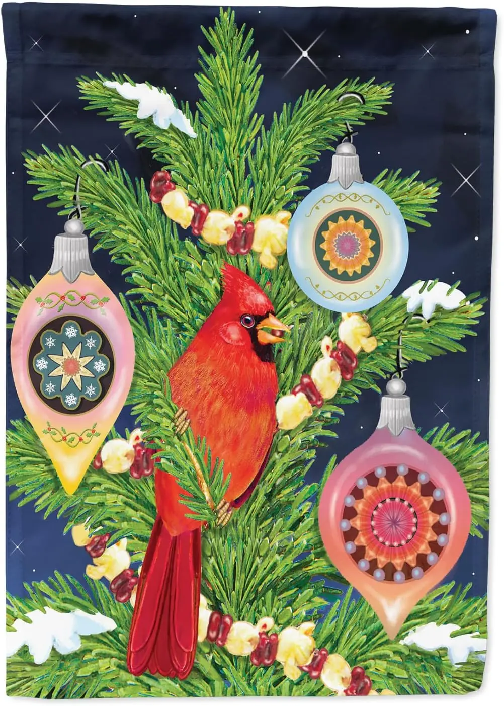 Carolines Treasures PRS4018GF Кардиналы Рождественский ужин Садовый флаг Почтовый ящик Флаг
