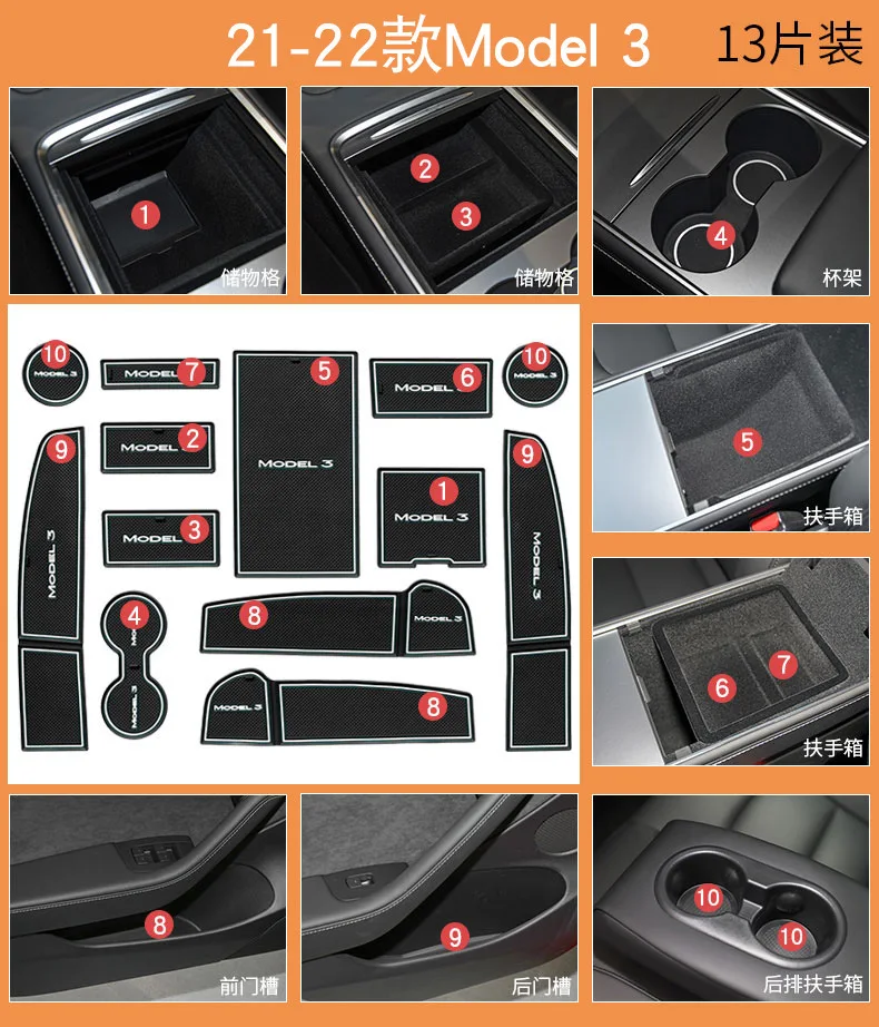 Для Tesla Model 3 2021-2022 салонные коврики для дверей автомобиля коврик ворот
