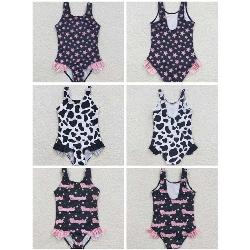 

Оптовая продажа, Цельный купальник для маленьких девочек с оборками, Детская летняя внутренняя одежда без рукавов для малышей, купальник, д...