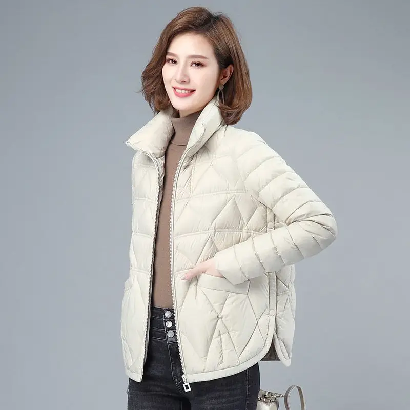 Quilted Winter Cotton Jacket Women Parkas Warm Long Sleeve Lightweight Short Top Outerwear Slim Korean Fashion Coat New
