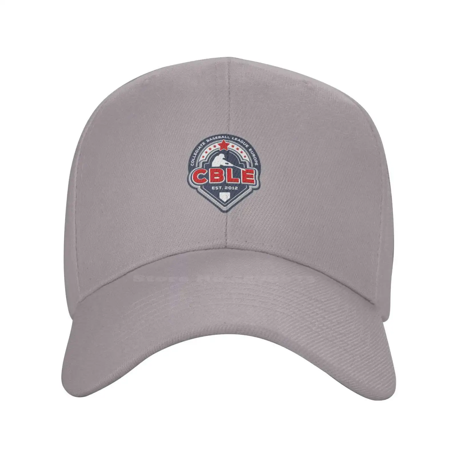 

Collegiate Baseball League Europe logo Print Graphic Casual Denim cap Knitted hat Baseball cap