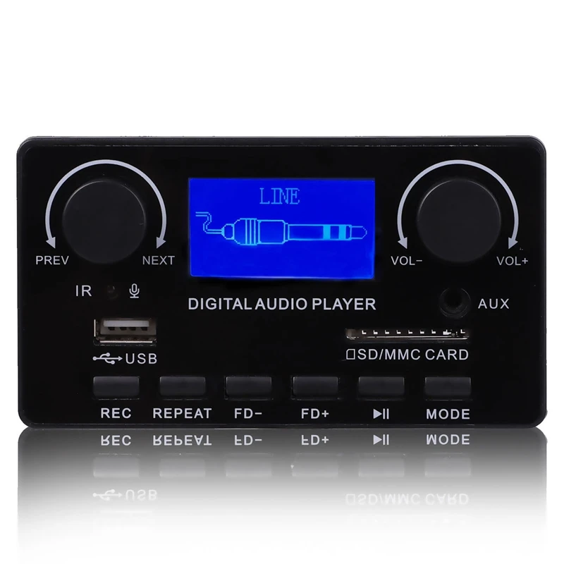 Bluetooth 5 0 MP3-декодера с поддержкой записи громкой связи FM DC 12 В MP3 WMA WAV APE FLAC черный