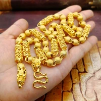Heavy Column Neck Chain Frosted Ball Yellow Dragon Gold Filled Mens Fashion Hip Hop Gothic Dragon  Vintage Necklace Accessories