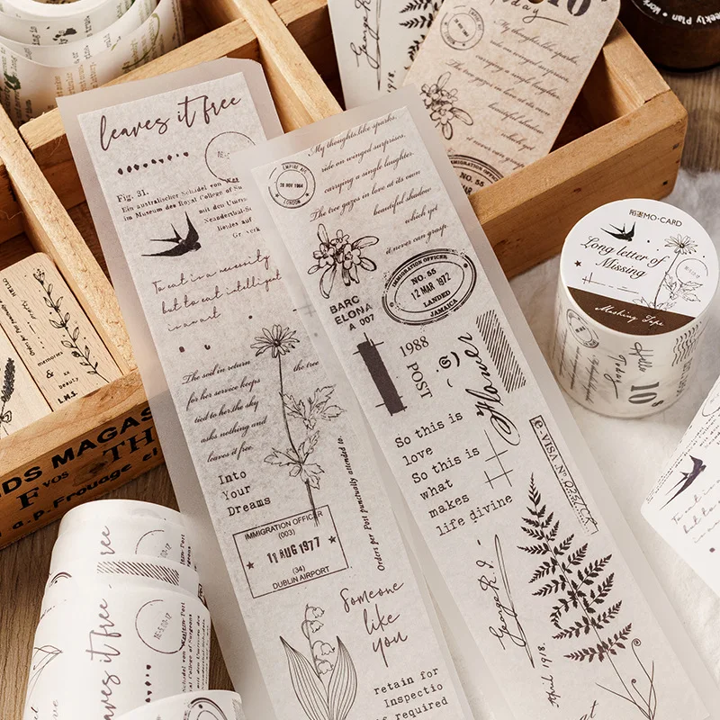 

Vintage Letter Washi Tape label Sticker Junk Journal Material Poster Masking Tape Decorative Tape DIY Diary Album Scrapbooking