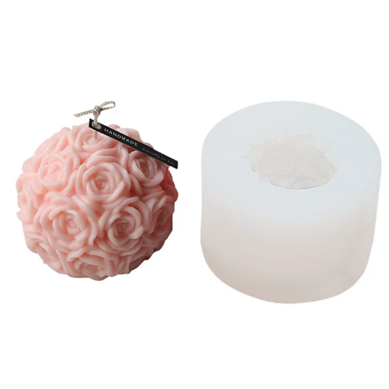 

Rose Ball Scented Candle Silicone Mould Diy Chocolate Baking Mold Rose Flower Ice Cube Mould Rose Ball Mould Cake Decoration