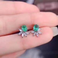 punki newest delicate small green oval shape zirconia crystal stone stud earrings for elegant women fashion leaf party jewelry