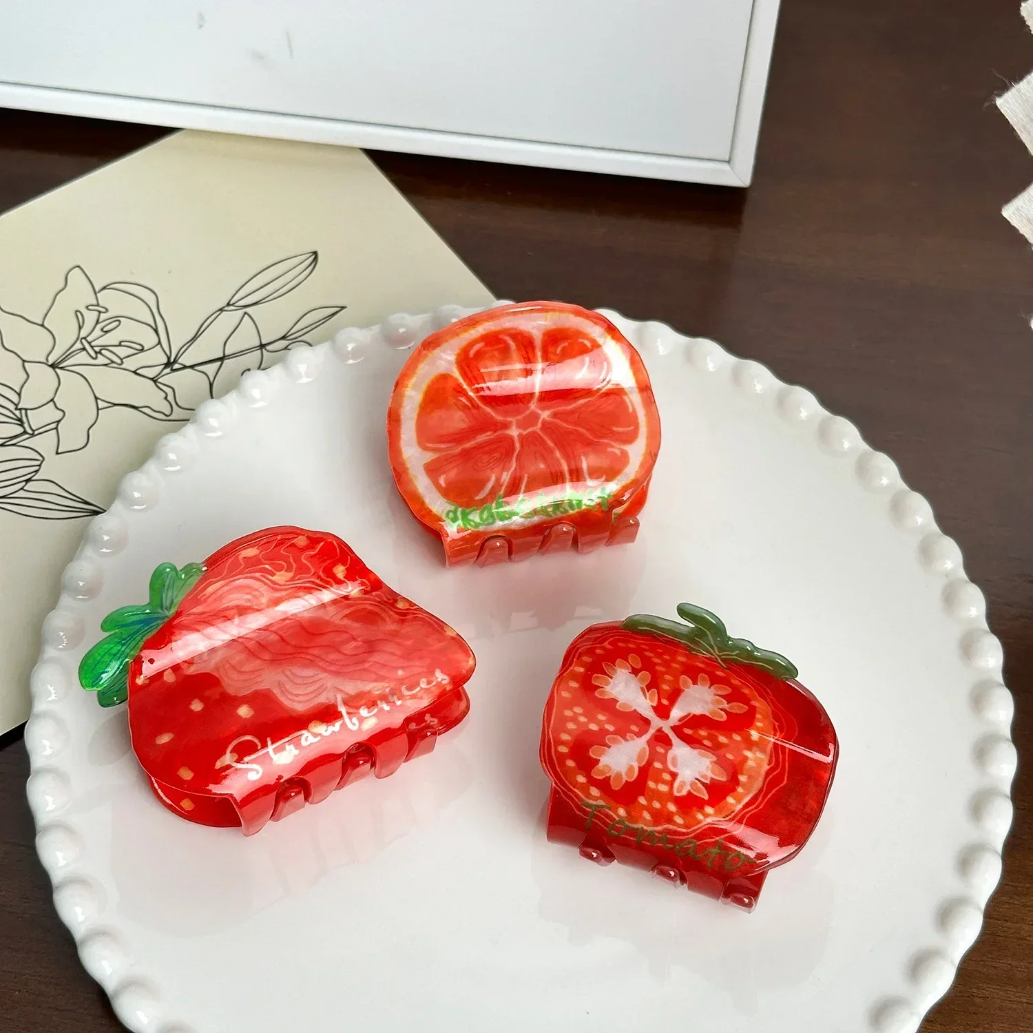 DuoShang новая забавная фруктовая серия акриловые заколки для волос с когтями