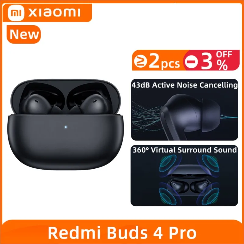 

Xiaomi Redmi Buds 4 Pro TWS Earphone Bluetooth 5.3 Active Noise Cancelling 3 Mic Wireless Headphone 36 Hours Life For Xiaomi 12S