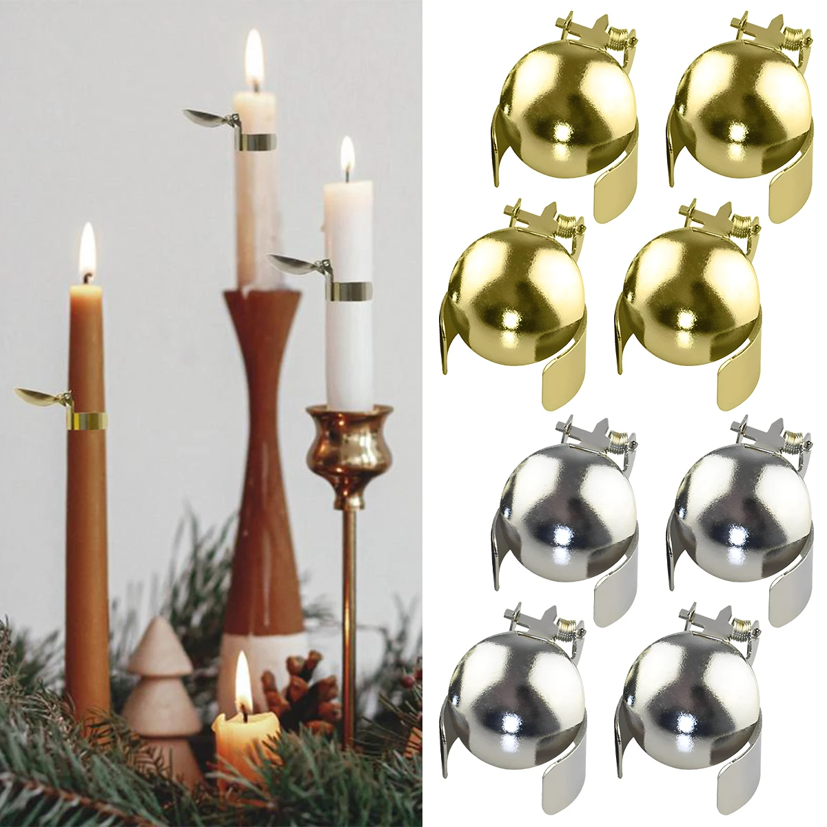 

L 4 Pcs Candle Snuffer Automatic Candle Wick Flame Extinguisher Metal Candle Extinguisher for Putting Out Candle Flame Safely