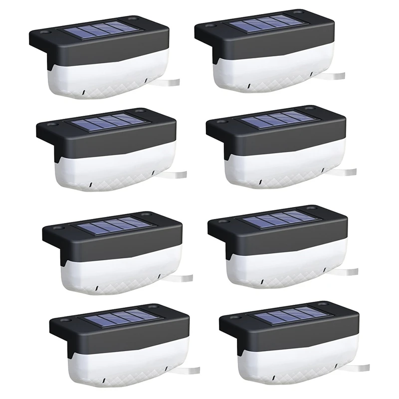 

Garden Landscape Step Deck Lights, LED Solar Lamp Balcony Fence Lights, Outdoor Stair Wall Lighting, Warm White 8PCS