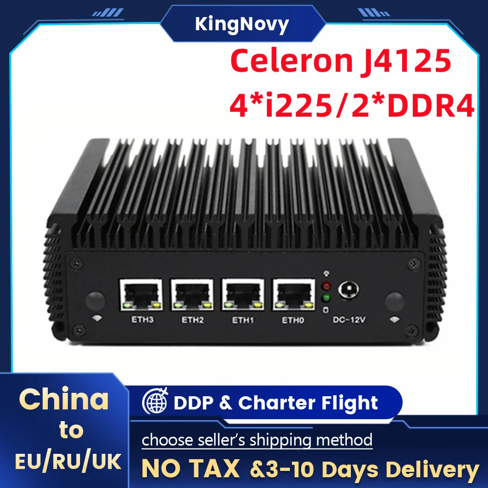 

Nuc 4xIntel I225 2.5G Celeron J4125 Fanless Mini PC Router Dual 2*DDR4 2500M Nics pfSense OPNsense Ubuntu VPN Firewall Server