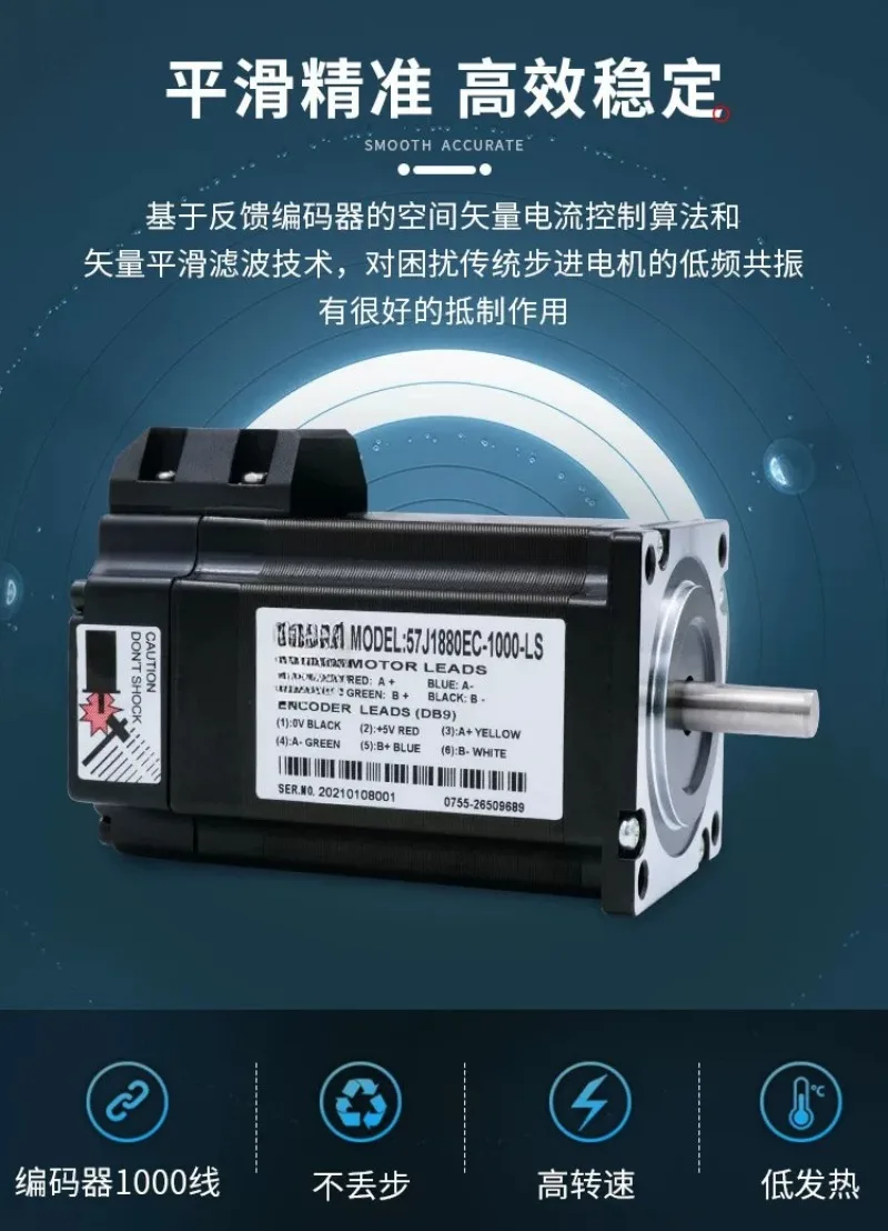 Шаговый двигатель 57J1880EC-1000-LS 57, двухфазный, с замкнутым контуром, 24В, постоянного тока (art.: 3920dbcd1475a) - 3920dbcd1475a