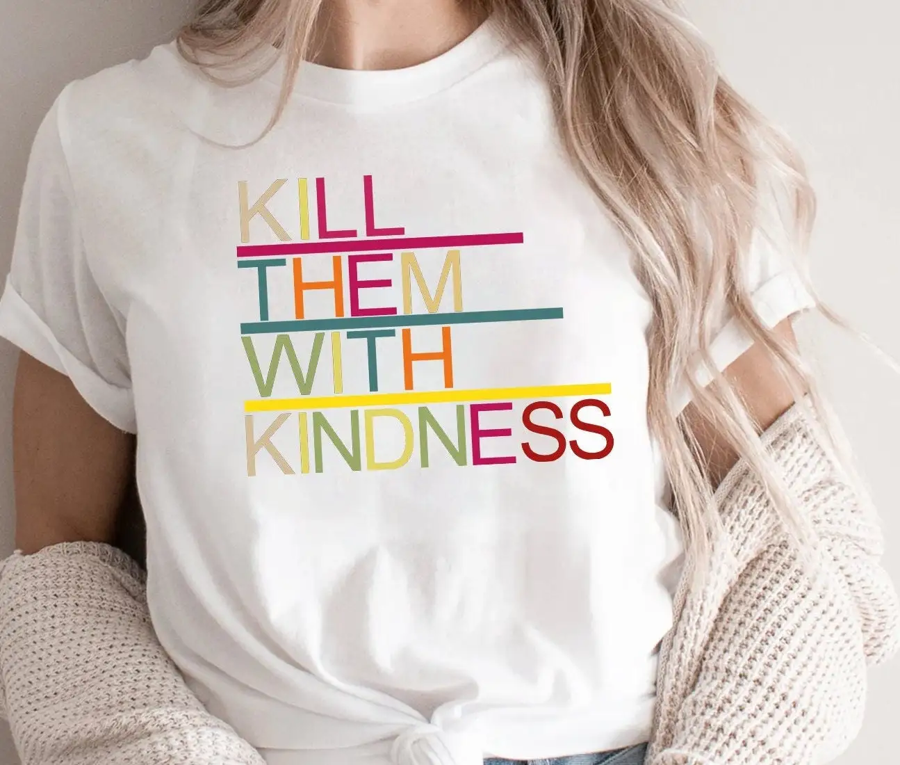 Футболка убить их с помощью доброты будьте добры позитивные вдохновляющие
