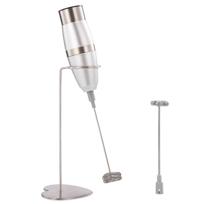 

Electric Handheld Milk Frother, Foamer Egg Beater Double Spring Whisk Head Stainless Steel Drink Mixer Coffee Mak