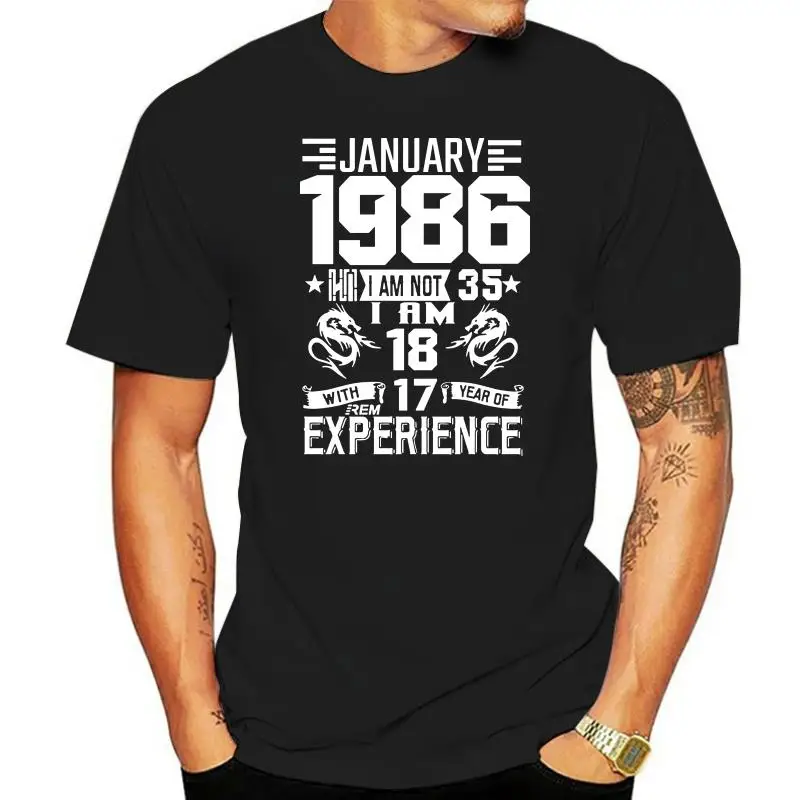 

2022 NEW January February March July August September 1986 YEARS shirt Men's Short Sleeve T shirt Printed Casual April May June