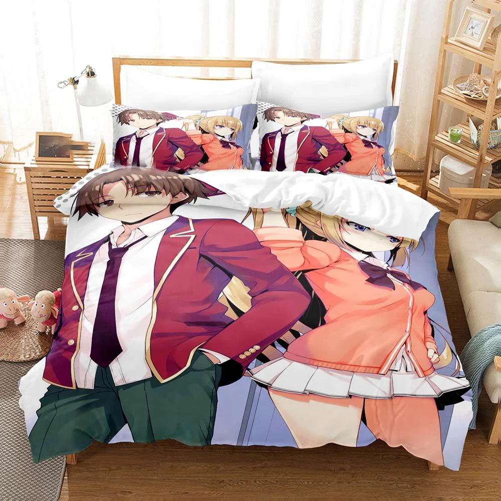 

3D Printed Classroom of the Elite Bedding Set Anime Duvet Cover Double Twin Full Queen Kings Bedclothes Quilt Cover Adult Kid